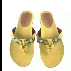NINE WEST Vintage American Collection Leather/Cork Aztec Flip Flop Sandal (8M)